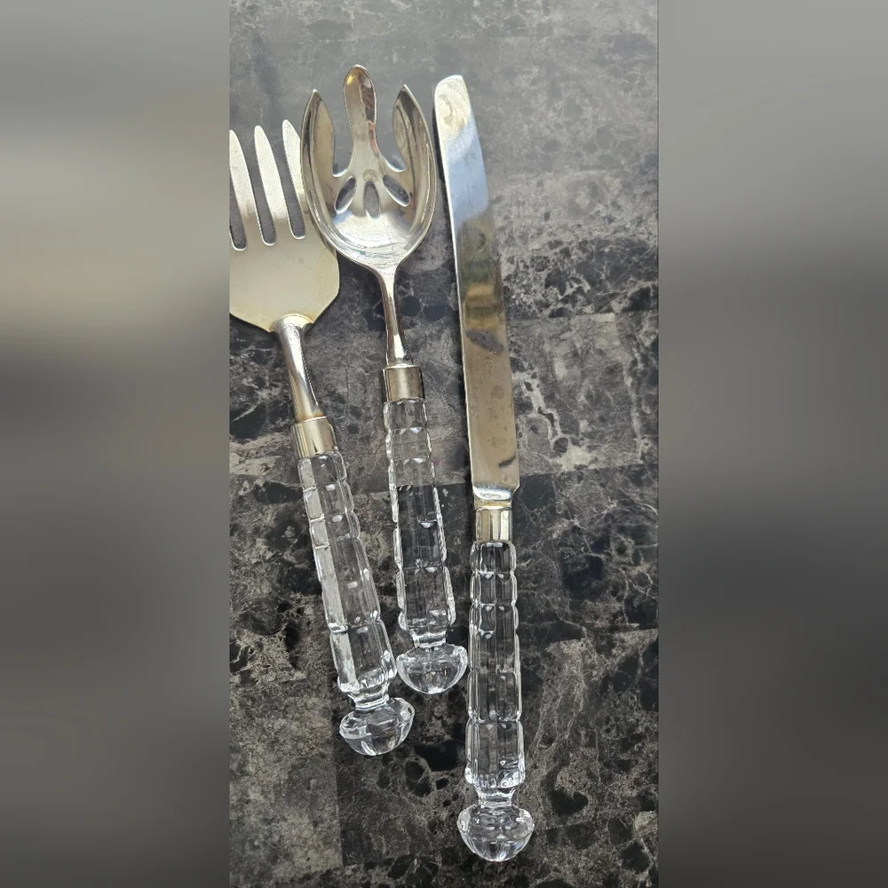 Stylish Silver and Clear Handle Flatware Set